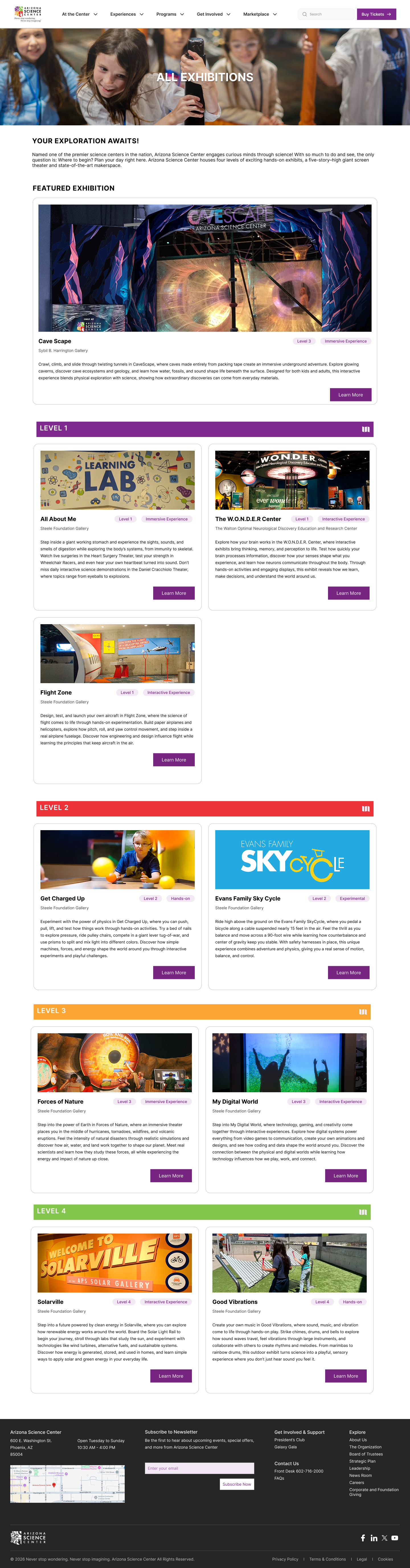 Redesigned exhibition page with unified layout