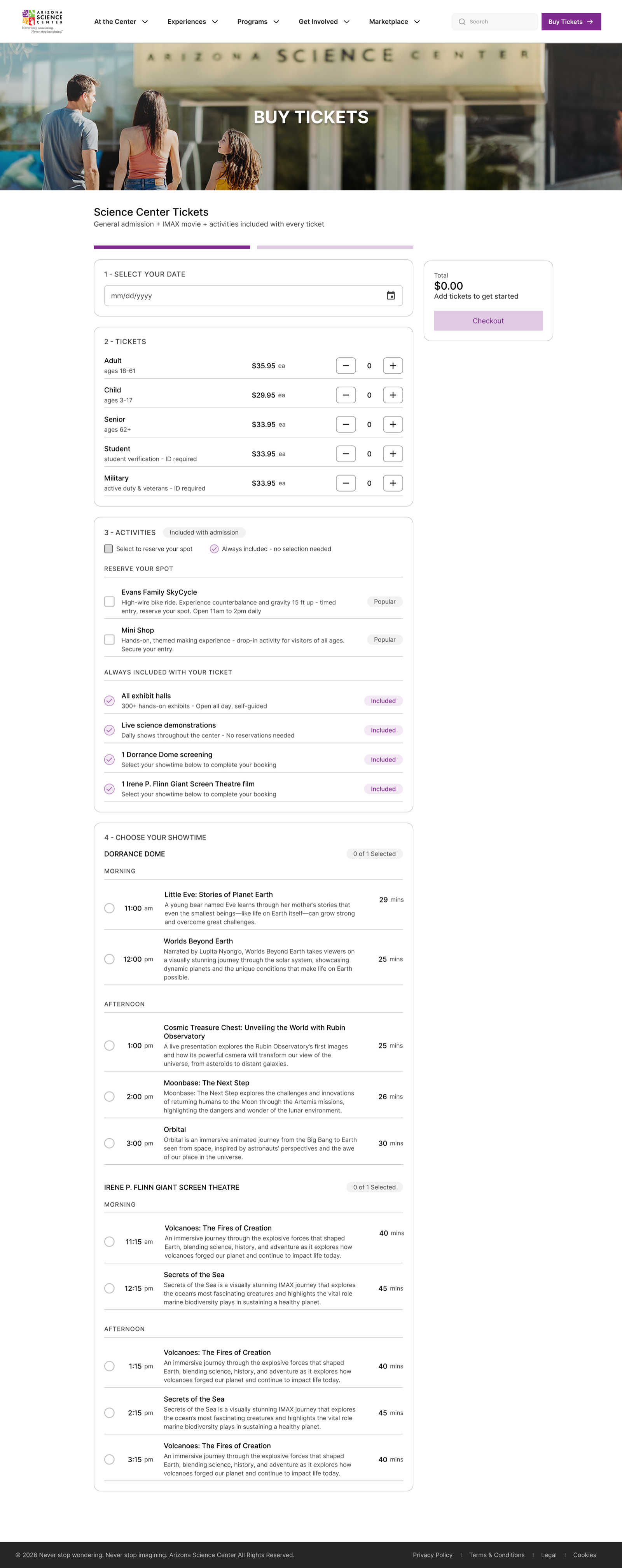 Redesigned step-by-step ticket purchasing flow